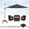 Costway 11 FT Outdoor Patio Umbrella, Round Cantilever Umbrella w/ 360° Rotation Navy