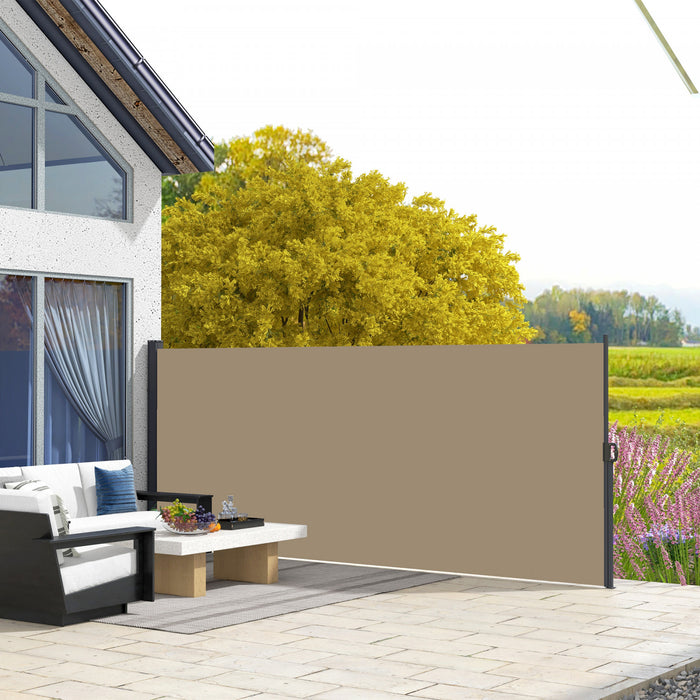 Outsunny 13' X 5' Retractable Side Awning, Garden Privacy Screen, Khaki