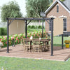 Outsunny 10' X 12' Retractable Pergola Canopy, Outdoor Gazebo With Sun Shade Canopy And Steel Frame,|Outsunny 12' X 10' Pergola De Jardin Patio Exterieur Avec Toit Coulissant Cadre En Acier Avec Piquet