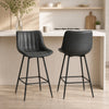HOMCOM 27" Bar Stools Set of 2, PU Leather Counter Height Barstools, Black