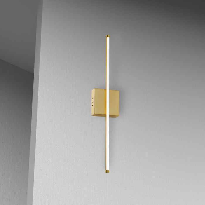 Dainolite Array LED Wall Sconce Vertical 19w Aged Brass White Acrylic Diffuser Lamp
