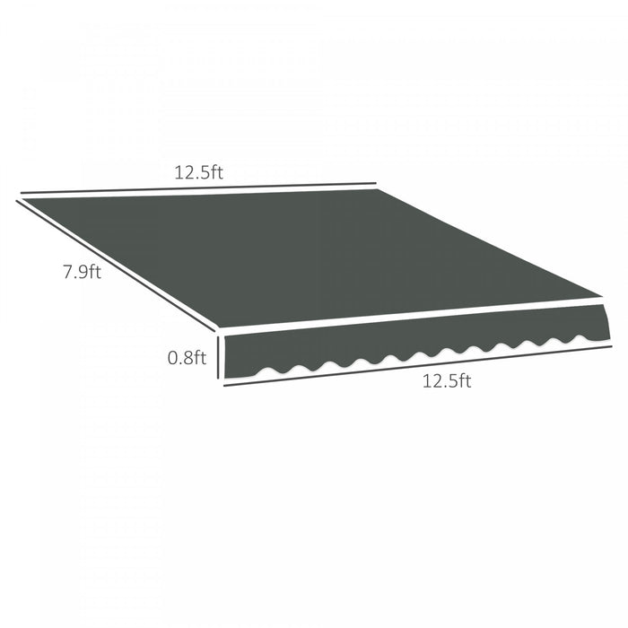 Outsunny 13' X 8' Retractable Awning Fabric Replacement Outdoor Sunshade Canopy Awning Cover, Uv Protection, Grey