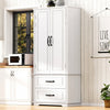 Angela 71" Adjustable Shelves Pantry Cabinet With 2 Drawers - White | Armoire De Rangement Angela 71" Avec Etageres Reglables Et 2 Tiroirs - Blanche
