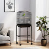Pawhut 49" Bird Cage For Finches, Canaries, Budgies, Parrot Cage With Accessories, Wheels, Detachable Stand, Storage, Black
