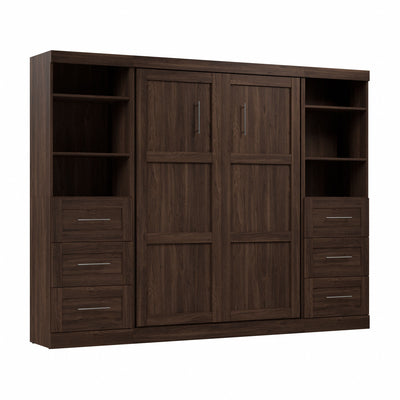 Bestar Pur 109" Full Murphy Bed and 2 Shelving Units with Drawers - Black Walnut|Lit double escamotable Pur de Bestar de 109 po avec 2 meubles à tablettes et tiroirs - noyer noir