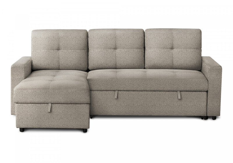 Sleeper Sofa, 90\" Length, Convertible Sofa Bed, Storage Chaise, Light Brown Fabric Sleeper Sofa