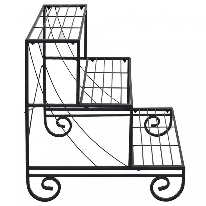 Costway 3 Tier Outdoor Metal Plant Stand Flower Planter Garden Display Shelf Rack