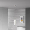 Dainolite Paza 1 Light Pendant Satin Chrome Finish White Frosted Glass Lamp|Luminaire suspendu Paza de Dainolite en verre blanc givré, avec fini chromé satiné et 1 ampoule
