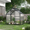 Outsunny 6' X 4' Clear Polycarbonate Greenhouse Walk-in Green House Garden Plants Grow Galvanized Ba|Outsunny Serre Chaude De Jardin De Plain-pied Avec Porte Coulissante