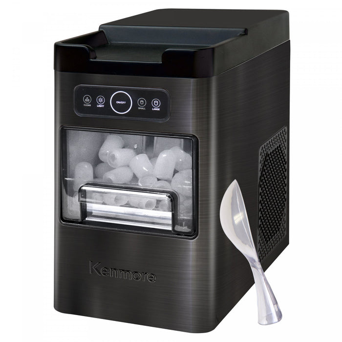 Kenmore Front-Load Countertop Ice Maker 26lb/24hr Black Stainless Steel