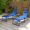Outsunny 2-piece Folding Chaise Lounge, Reclining Tanning Chairs, Blue