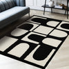 Florence Black White Dynamic Geometric Design, 6'7" x 9'6" Indoor Area Rug | Motif geometrique dynamique noir et blanc Florence, 6'7" x 9'6"
