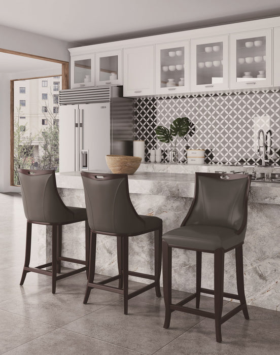 Emperor Traditional Wood Upholstered Barstool in Graphite - Set of 3
