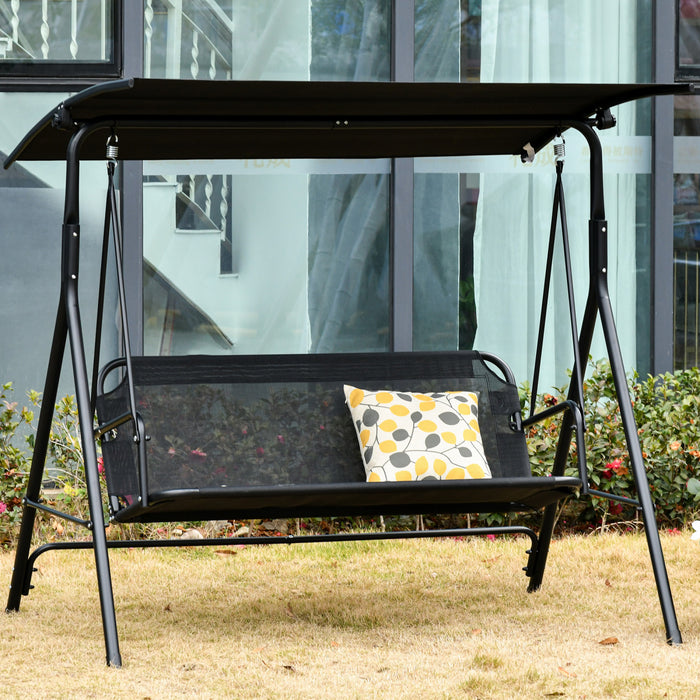 Outsunny 2-person Patio Swing Chair With Adjustable Canopy For Porch Garden