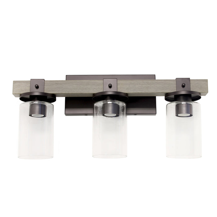 Arezzo 3 Light Vanity, Clear Glass, Gray, 22\"L Lamp