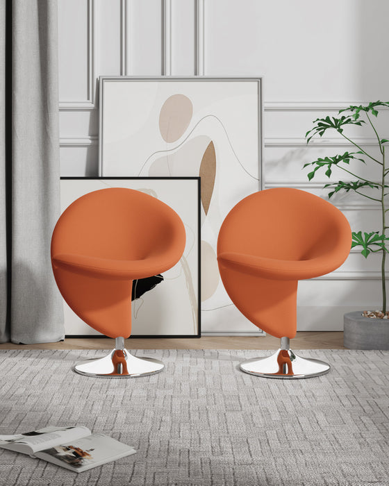 Curl Modern Wool Blend Swivel Lounge Chair in Orange - Set of 2