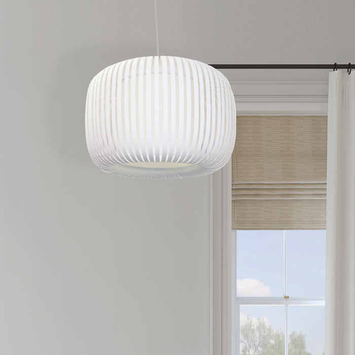 Dainolite Mia 1 Light Pendant White Slit Shade Lamp