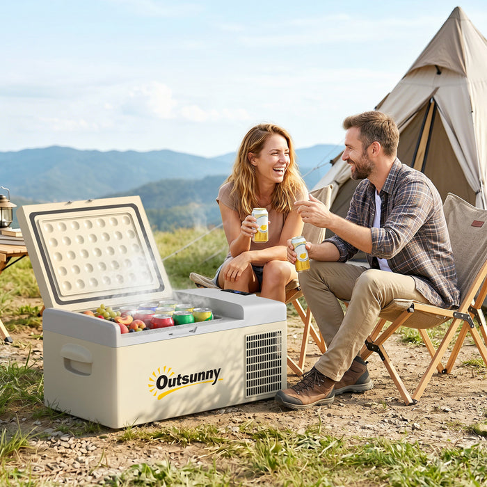 Outsunny 12 Volt Car Refrigerator, 17QT Car Fridge Electric Cooler, 12/24V DC and 100-240V AC, -4℉-50℉, Portable Refrigerator for Truck SUV Travel Camping Road Trips Tailgating