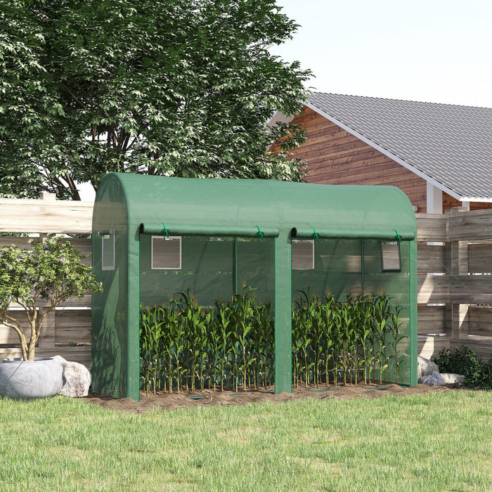Outsunny 9.8' X 3.3' X 6.6' Outdoor Garden Greenhouse, Steel Frame Plant Growing Greenhouse With Double Doors And 4 Windows, Pe Cover For Backyard, Patio, Green