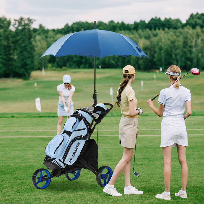 Goplus Folding 3 Wheels Golf Push Cart W/bag Scoreboard Adjustable Handle Blue