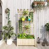 Outsunny Wood Planter with Trellis Privacy Screen Narural Wood