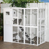 Pawhut Large Catio Outdoor Cat Enclosure Weatherproof Cat House With Cat Condo, Indoor Wooden Cat Ca|Pawhut Grande Maison Pour Chat D'exterieur Avec Porte, 4 Plates-formes, Rampe Et Toit En Asphalte, 7