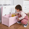 Qaba 2-in-1 Wooden Kids Toy Box Storage Bench Seat Chest Cabinet Chunk Cube With Safety Pneumatic Ro|Qaba 2-en-1 Coffre A Jouets En Bois Banc De Rangement Pour Enfants Coffre De Rangement Cube Cube Ave