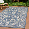 Cabana Blue White Elegant Border Outdoor Rug, 6'7" x 9'6" Outdoor Area Rug | Tapis d'exterieur Cabana bleu et blanc a bordure elegante, 6'7" x 9'6"