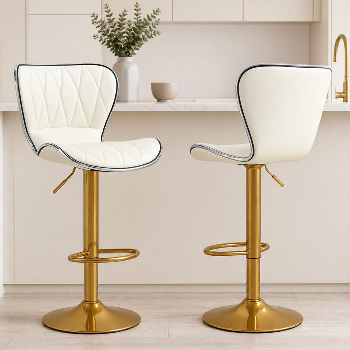 HOMCOM Height Adjustable Bar Stools Set of 2, Swivel Counter Stools