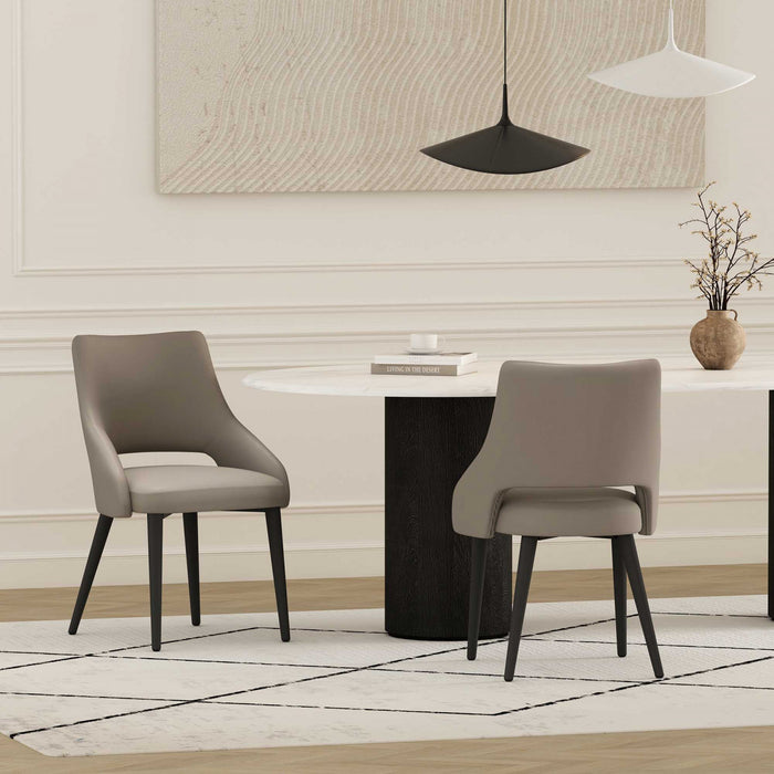 Tremont Modern Vegan Leather Metal Dining Chair in Taupe - Set of 2