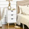 HOMCOM Nightstand, Bedside Table with 3 Drawers, Wood Legs, White