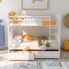 Brady Solid Wood Convertible Full Bunk Bed With Drawers - White Lit Superpose Convertible Brady En Bois Massif, Taille Double, Avec Tiroirs - Blanc