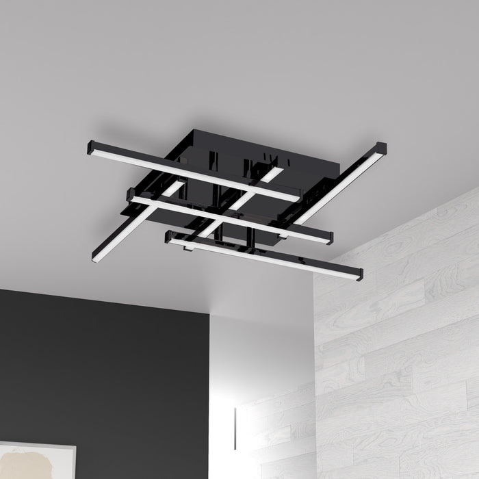 Dainolite Summit LED Flush Mount 20w Matte Black White Acrylic Diffuser Lamp