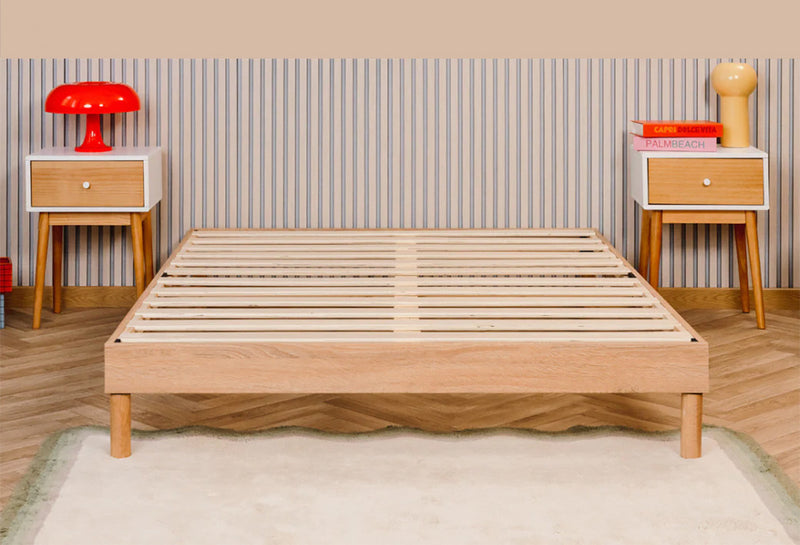 Smart Base Essential King Metal Platform Bed Frame - Natural
