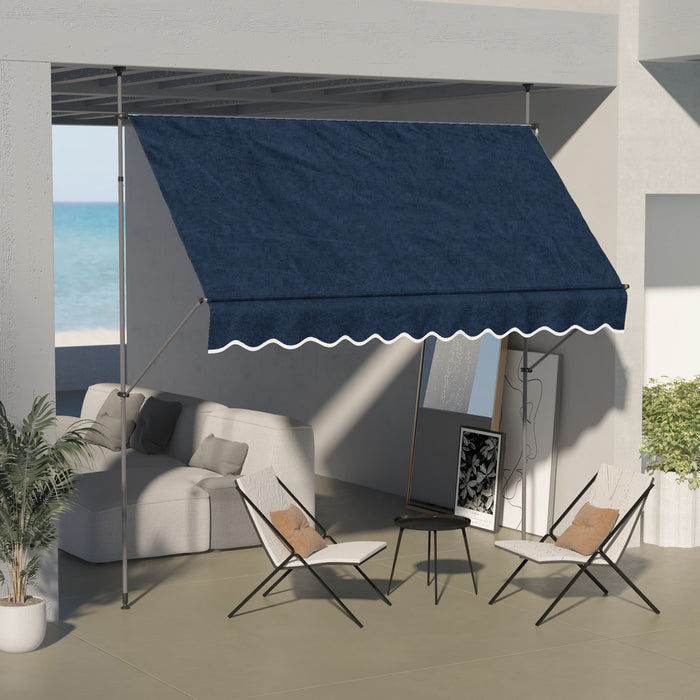 Outsunny 10' X 4' Retractable Awning, Freestanding & Non-screw, Blue