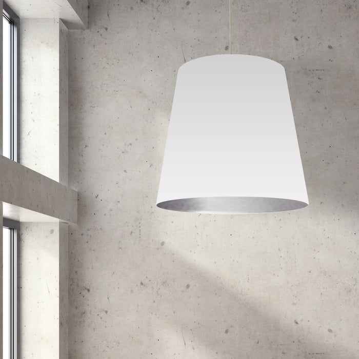 Dainolite Oversized Drum 1 Light Pendant XLarge White/Silver Shade Lamp