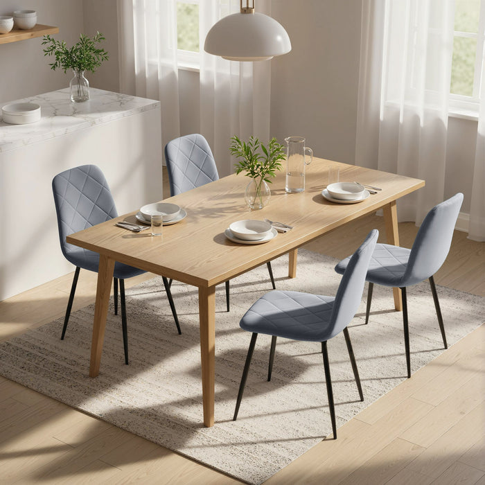 HOMCOM Dining Chairs Set of 4, Kitchen Chair with Metal Legs, Grey
