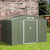 Outsunny 9' X 6' Garden Storage Shed With Floor Foundation, Metal Tool Storage House With Double Doo|Outsunny Abri De Rangement En Metal 9' X 6', Maison A Outils De Jardin Avec Doubles Portes Coulissan