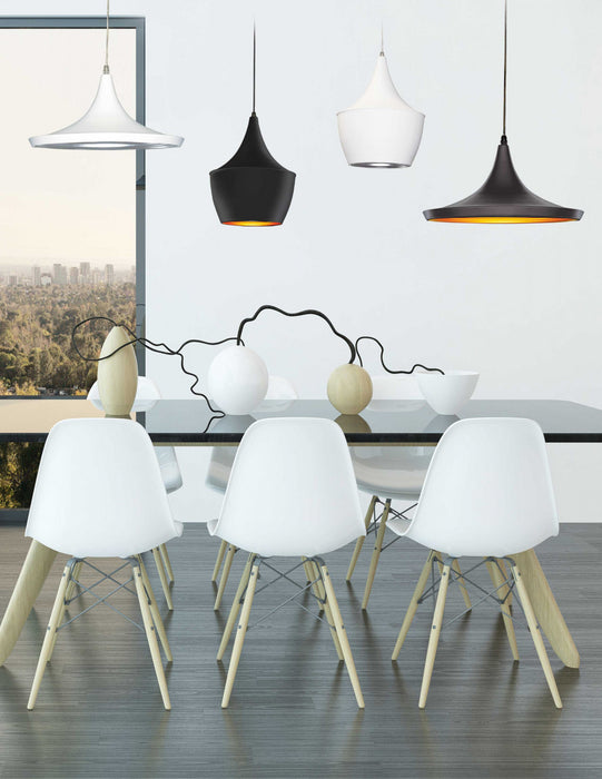 Dainolite Helsinki 1 Light Pendant Teardrop Large Matte White Finish Silver Interior Lamp