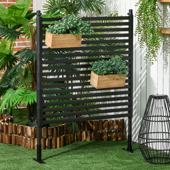 Outsunny Picket Metal Garden Fence 4 ft Outdoor Fencing with Feet, Brown