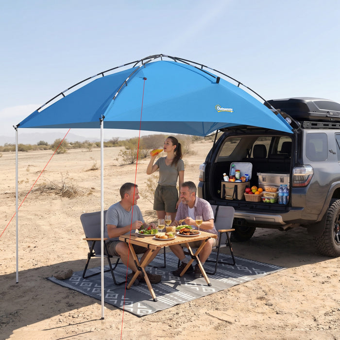 Outsunny Car Awning Camping Tent Waterproof 11.5 x 8ft, Light Blue