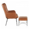 LumiSource Izzy 2-Piece Faux Leather Industrial Accent Lounge Chair and Ottoman - Camel|Fauteuil long d’appoint industriel Izzy 2 pièces en similicuir avec pouf - chameau