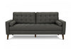 Upholstered Sofa, 75"L, Decorative Pillows, Solid Wood Legs, Dark Grey Fabric, Modern Sofa | Sofa Rembourre, 75"L, Coussins Decoratifs, Pieds En Bois Massif, Tissu Gris Fonce, Moderne