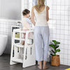 Qaba Toddler Kitchen Helper 2 Step Stool With Adjustable Height Platform And Safety Rail, White|Qaba Marchepied Pour Enfants Avec Plate-forme Debout Reglable Pour Tout-petits - Tour Debout Pour Co