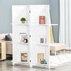Homcom 4-panel Wood Room Divider With 3 Shelves 5.6ft|Homcom Separateur De Piece En Bois A 4 Panneaux Avec 3 Etageres