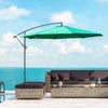 Outsunny 10ft Offset Patio Umbrella With Base, Hanging Parasol, Green