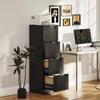 HOMCOM 4 Drawer File Cabinet Fluted Vertical Filing Cabinet with Lock Black