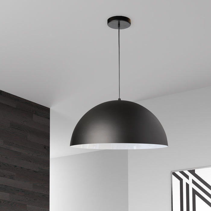 Dainolite Ofelia 1 Light Pendant Small Matte Black/White Lamp