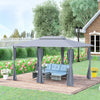 Outsunny 13'l X 10'w X 8.7'h Patio Gazebo Outdoor 2-tiers Garden Canopy Yard Sunshade Shelter With C|Outsunny 10 'x 13' Gazebo D'exterieur A Toit Souple Avec Rideaux, Tonnelle A Cadre En Acier A 2 Nive