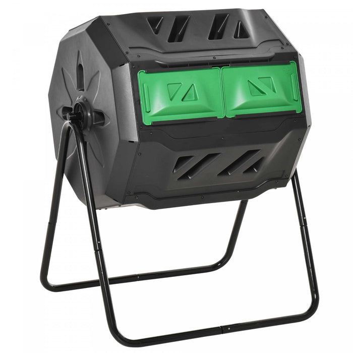 Outsunny Outdoor Dual Chamber 360° Rotating Composter Green